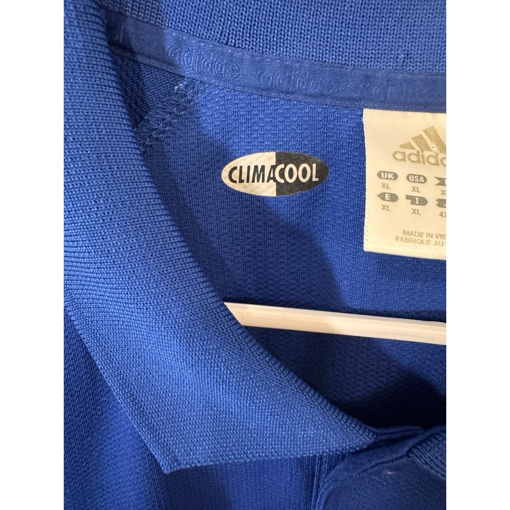 Kansas Jayhawks KU Adidas Climacool Short Sleeve Polo Shirt Men's Size XL Blue - Picture 2 of 7